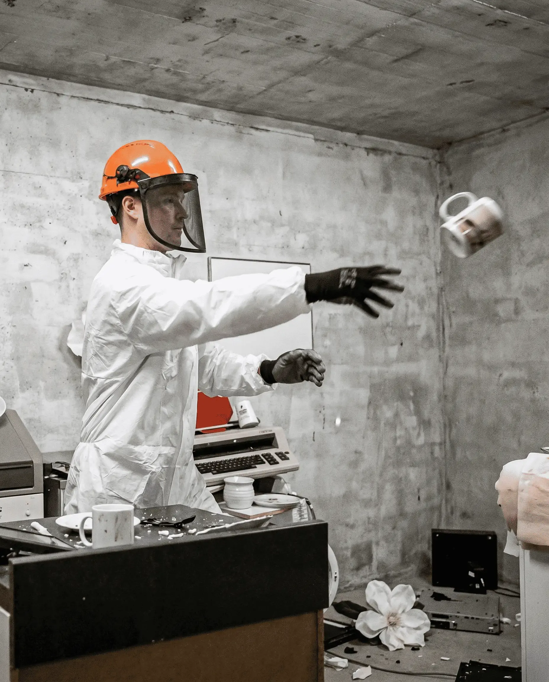 Tasse werfen im Rage Room